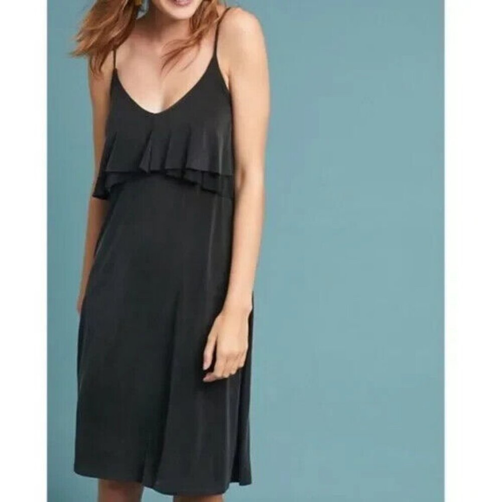 Anthropologie Eri + Ali Black Slip Dress Size SP
